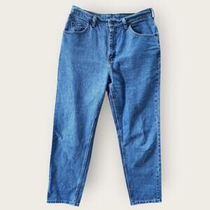 Lee Jeans Womens Sz 10 Short 30x27.5" Hi-Rise Blue Tapered VTG Wide Leg Mom Jean
